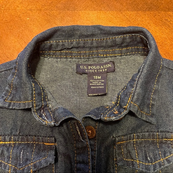 U.S. Polo Assn Baby Girl Denim Romper - Picture 10 of 11